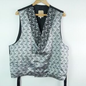 Wah Maker Mens Damask Jacquard Vest Double Breasted Waistcoat Large Western